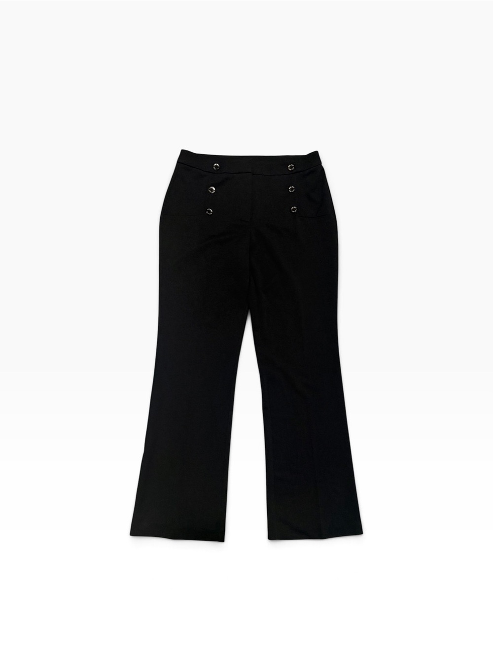 Nine Wesr Nautical Sailor Button Straight Leg Career Pants Slacks black size 8